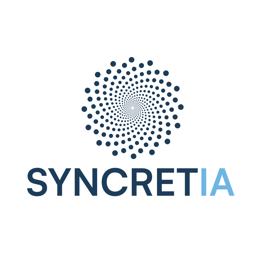 Logotipo vertical de Syncretia, consultoría de inteligencia artificial que ofrece diagnósticos gratuitos para pymes y profesionales.